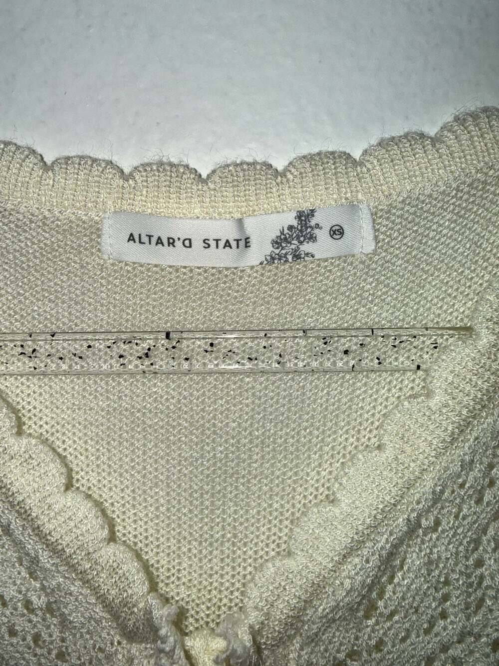 Altar'd State Cream Crochet Lace Tie-Front Sweater Vest XS - Picture 3 of 4
